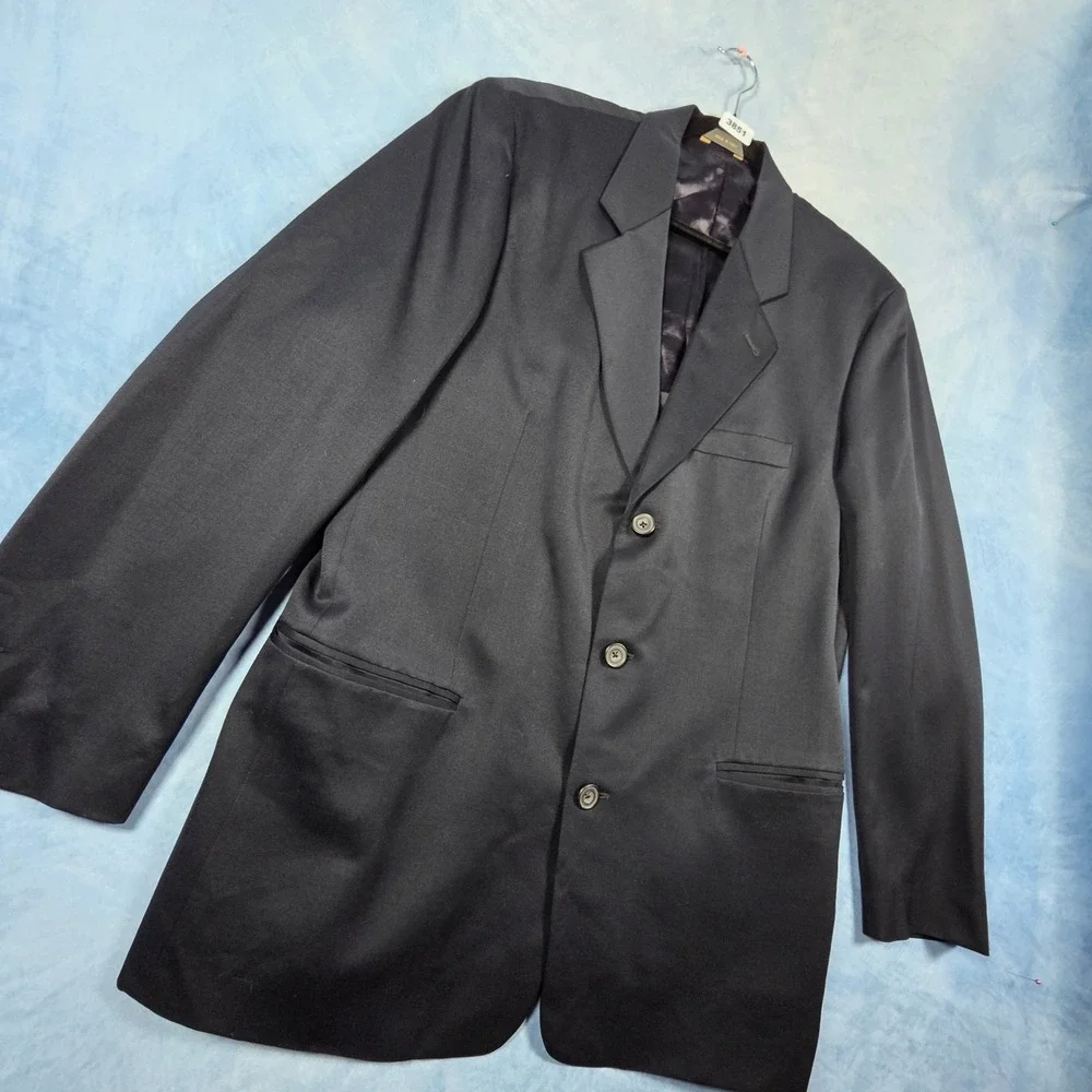 Banana Republic Mens 40R Blazer Black 100% Wool Italy 3 Button Sport Coat
